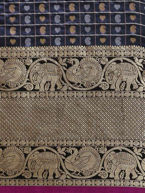 Attractive Banarasi Navy Colour Saree 