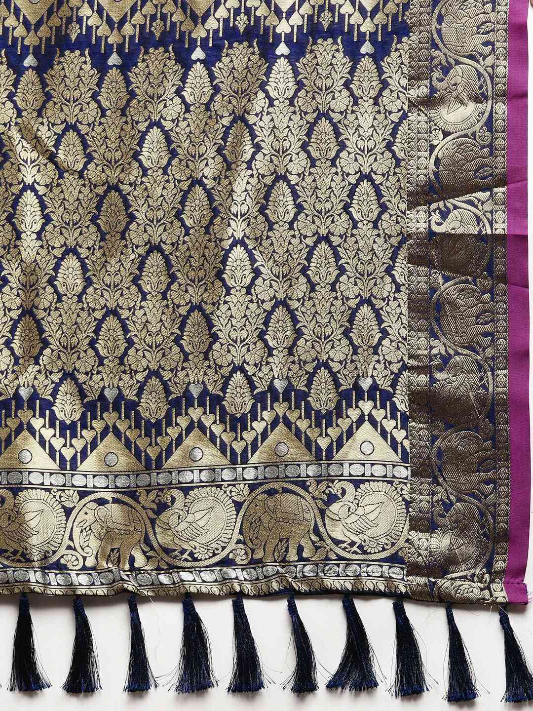Attractive Banarasi Navy Colour Saree 