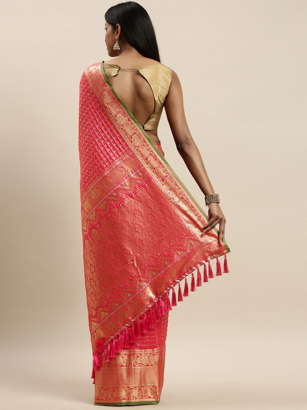  Elegant Gajari Colour Woven Designs Banarasi Saree 