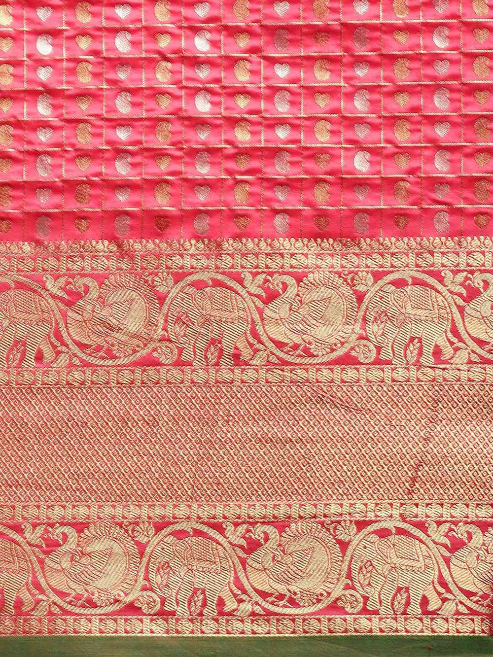  Elegant Gajari Colour Woven Designs Banarasi Saree 