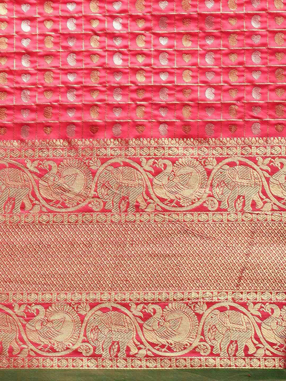  Elegant Gajari Colour Woven Designs Banarasi Saree 