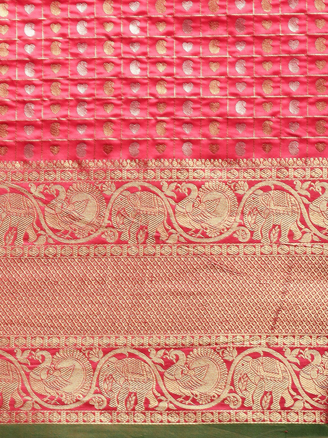 Elegant Gajari Colour Woven Designs Banarasi Saree 