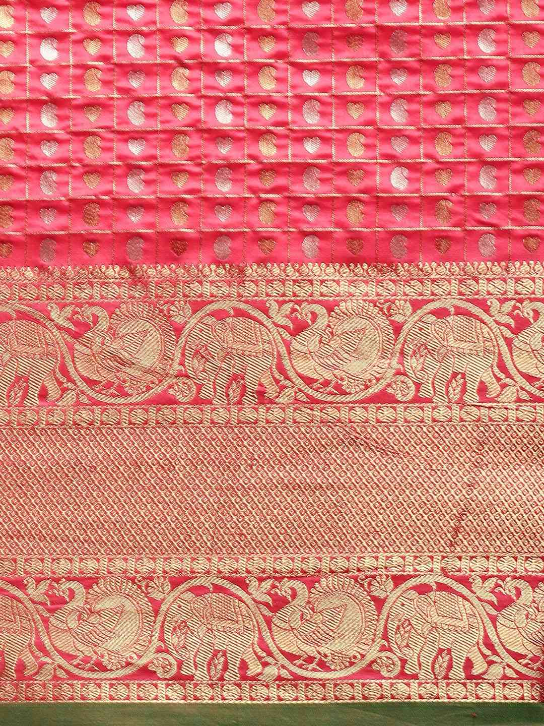  Elegant Gajari Colour Woven Designs Banarasi Saree 