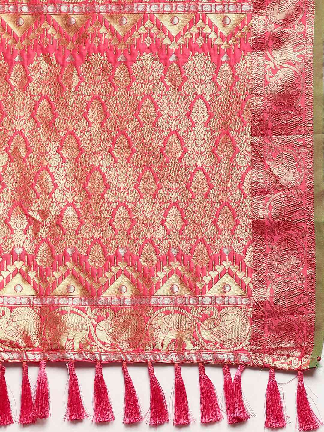  Elegant Gajari Colour Woven Designs Banarasi Saree 