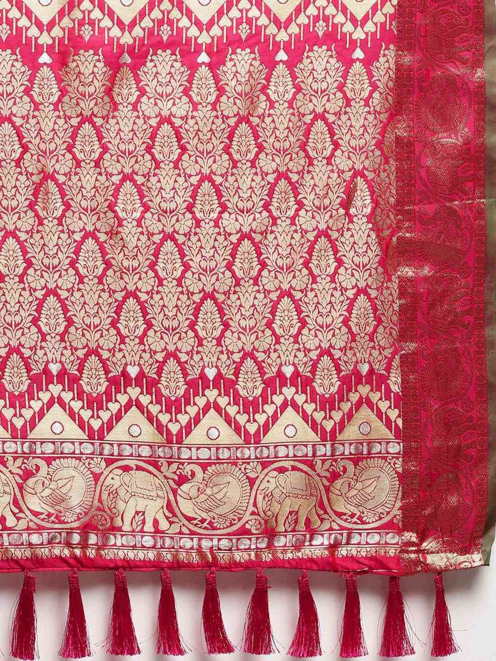 Stylish Banarasi Pink Colour Saree With Woven Design 