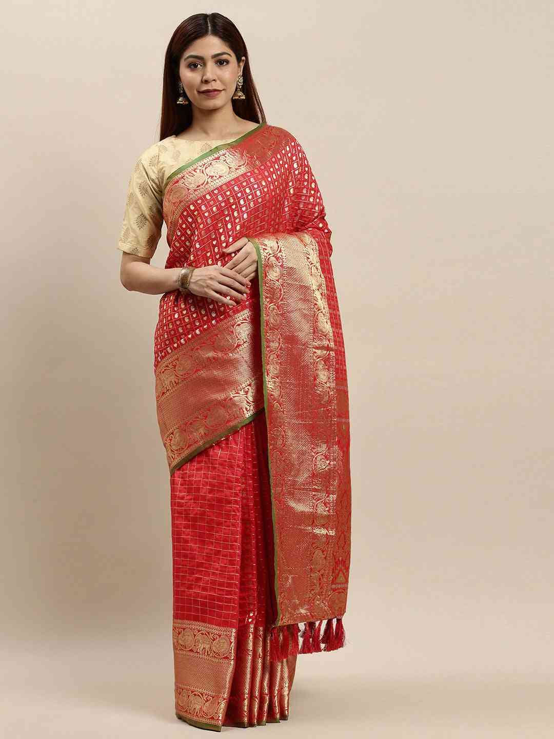 Attractive Banarasi Red Colour Woven Design Saree