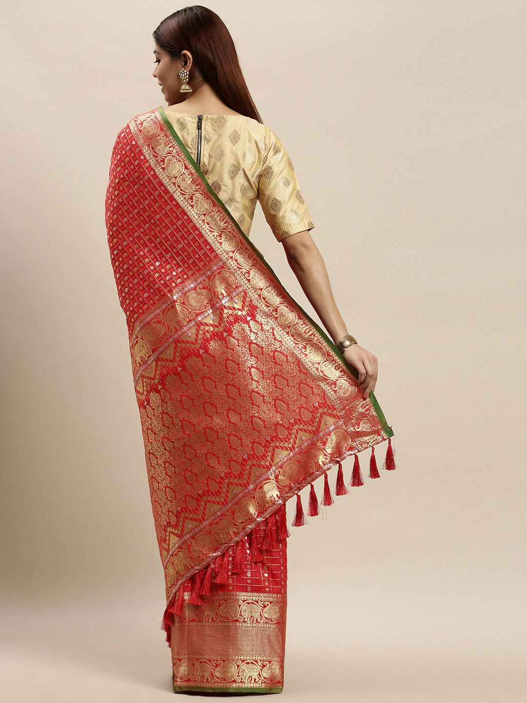 Attractive Banarasi Red Colour Woven Design Saree