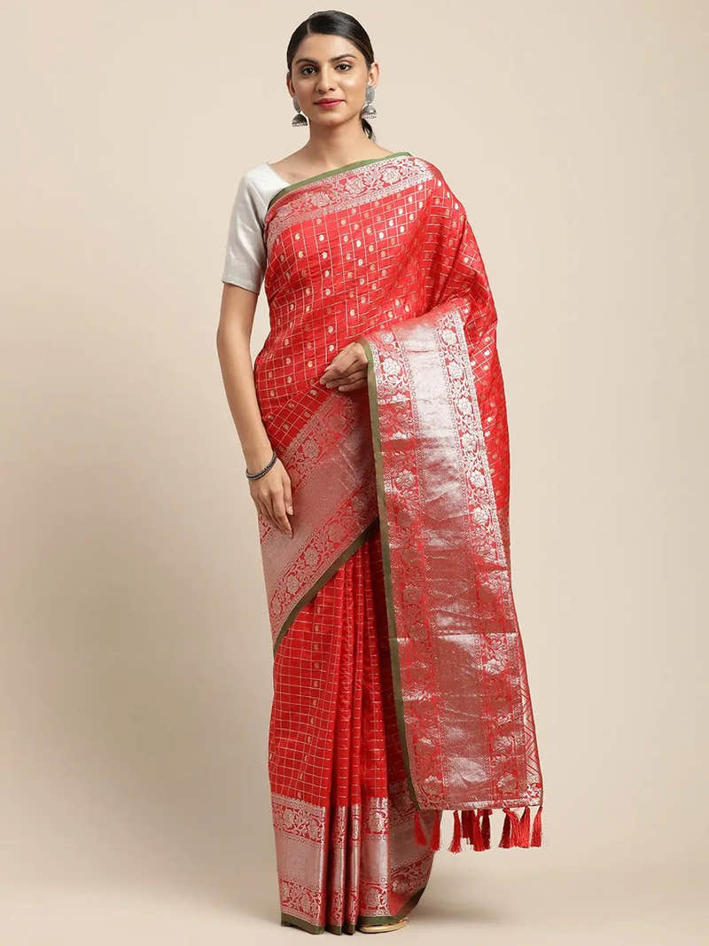 Kanjivaram Soft Silk Red Colour Kanchi Zari Weaving Saree