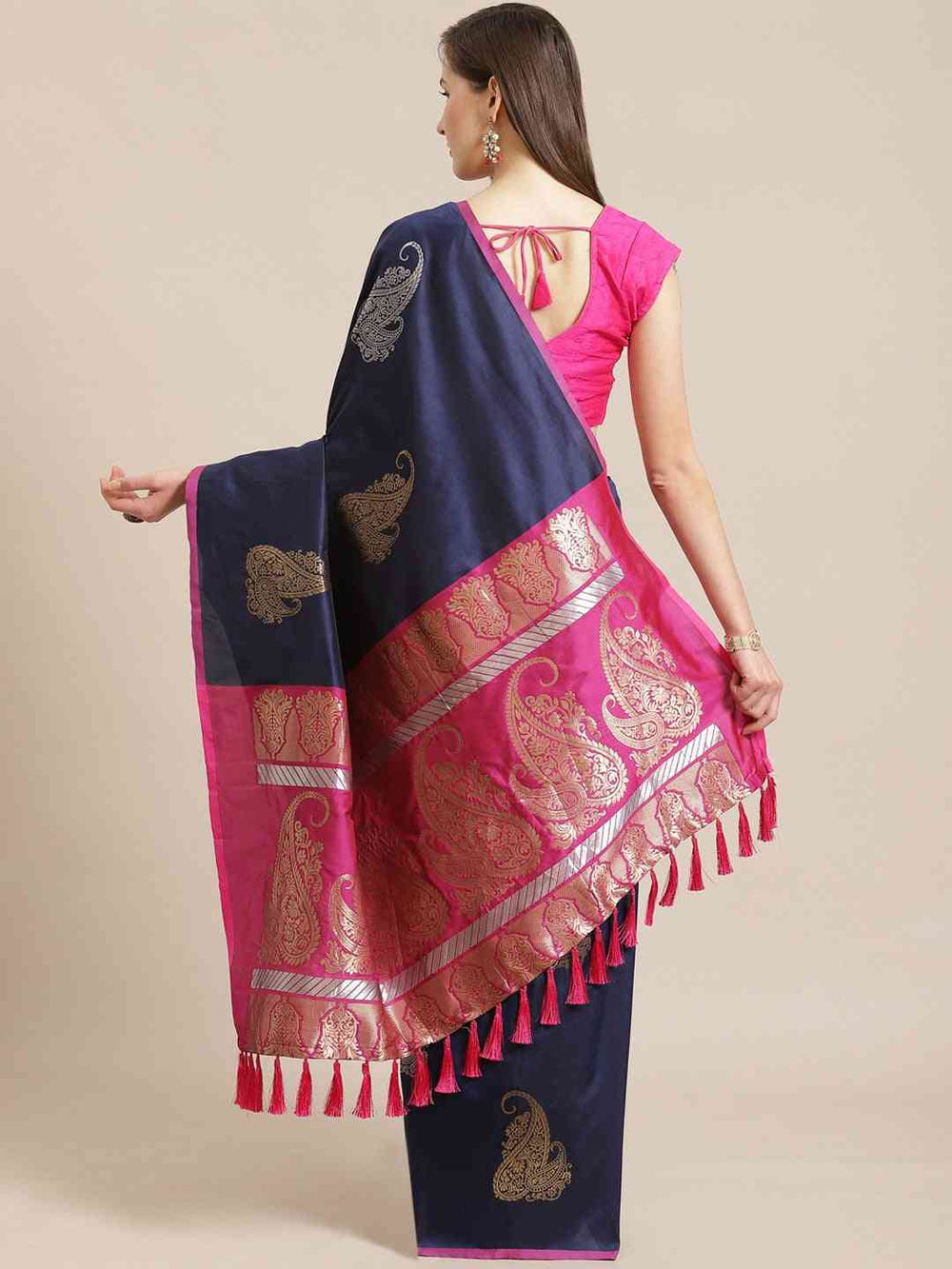 Banarasi Navy Colour Zari Woven Design Saree 