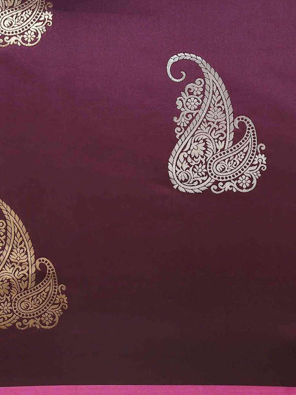 Stylish Banarasi Wine Colour Zari Woven Design Saree 