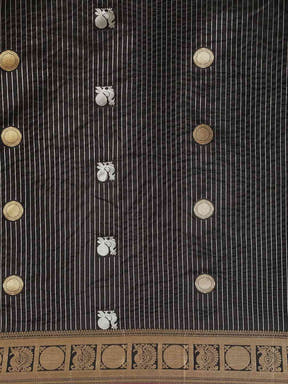 Beautiful Embellished Black Silk Banarasi Saree