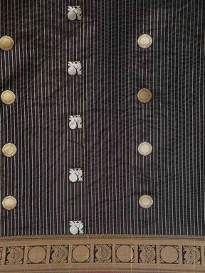 Beautiful Embellished Black Silk Banarasi Saree