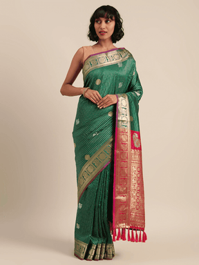  Embellished Green Colour Silk Banarasi Saree
