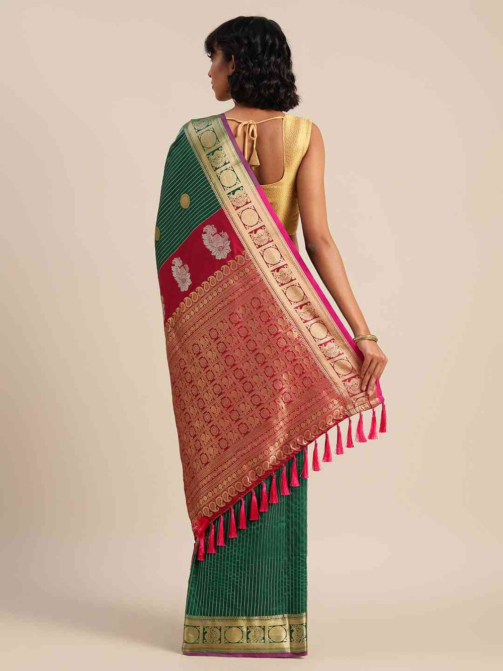  Embellished Green Colour Silk Banarasi Saree
