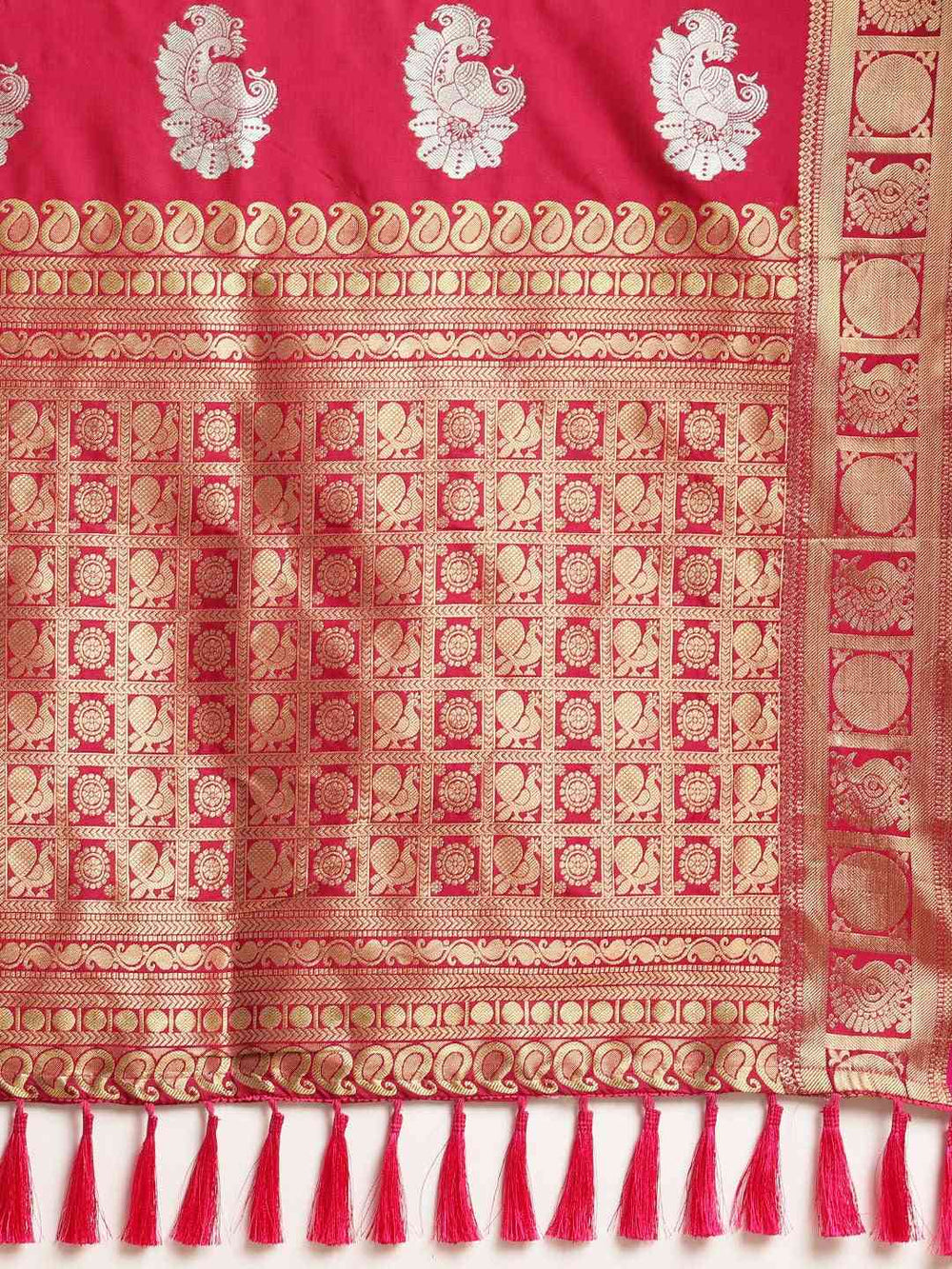 Beautiful Embellished Grey Colour Silk Banarasi Saree 