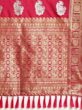 Beautiful Embellished Grey Colour Silk Banarasi Saree 