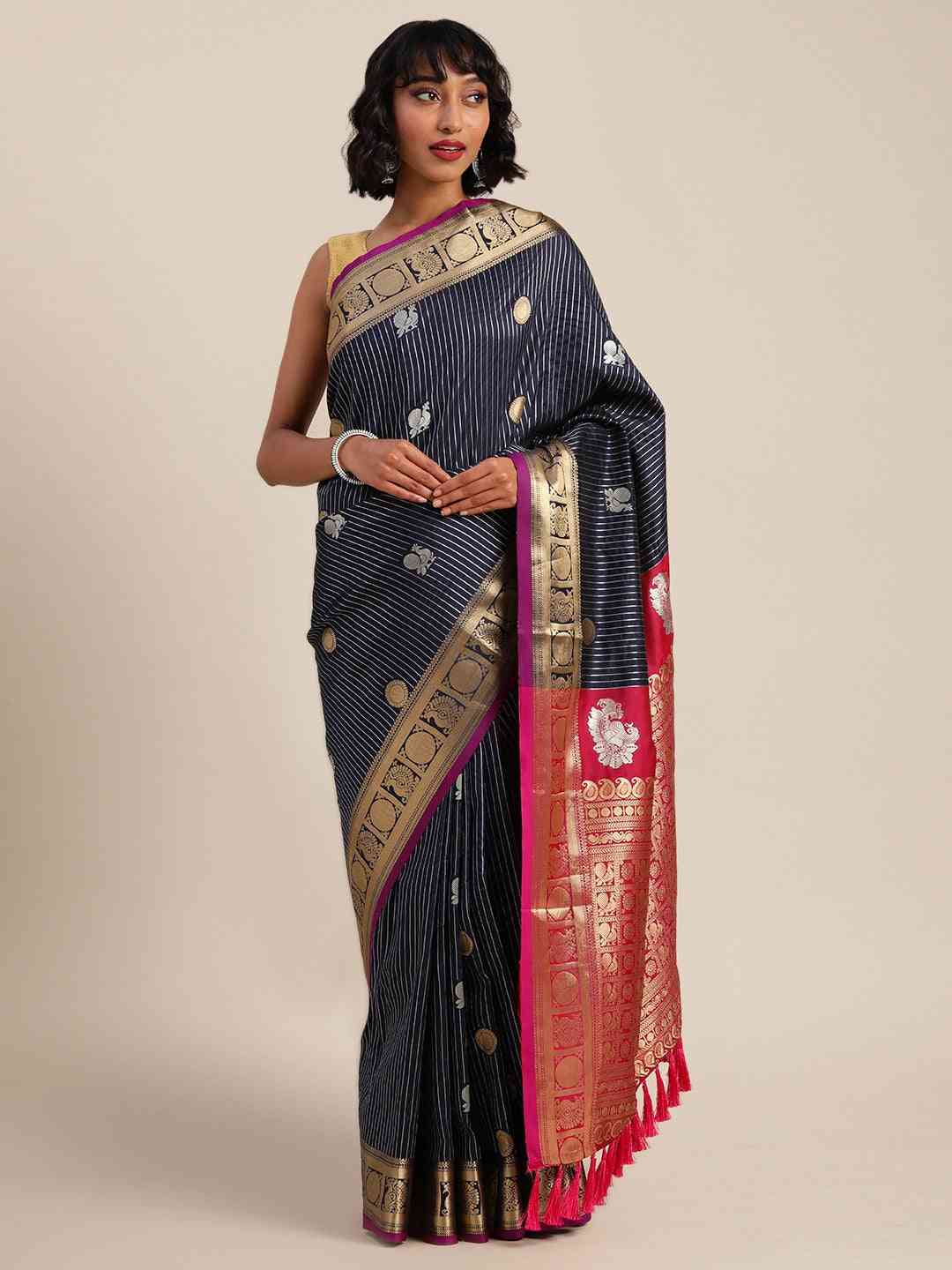 Exclusive Collection Navy Silk Banarasi Saree