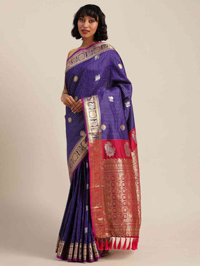 Silk Banarasi Indigo Colour Silk Banarasi Saree