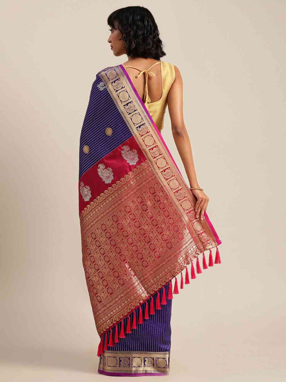 Silk Banarasi Indigo Colour Silk Banarasi Saree