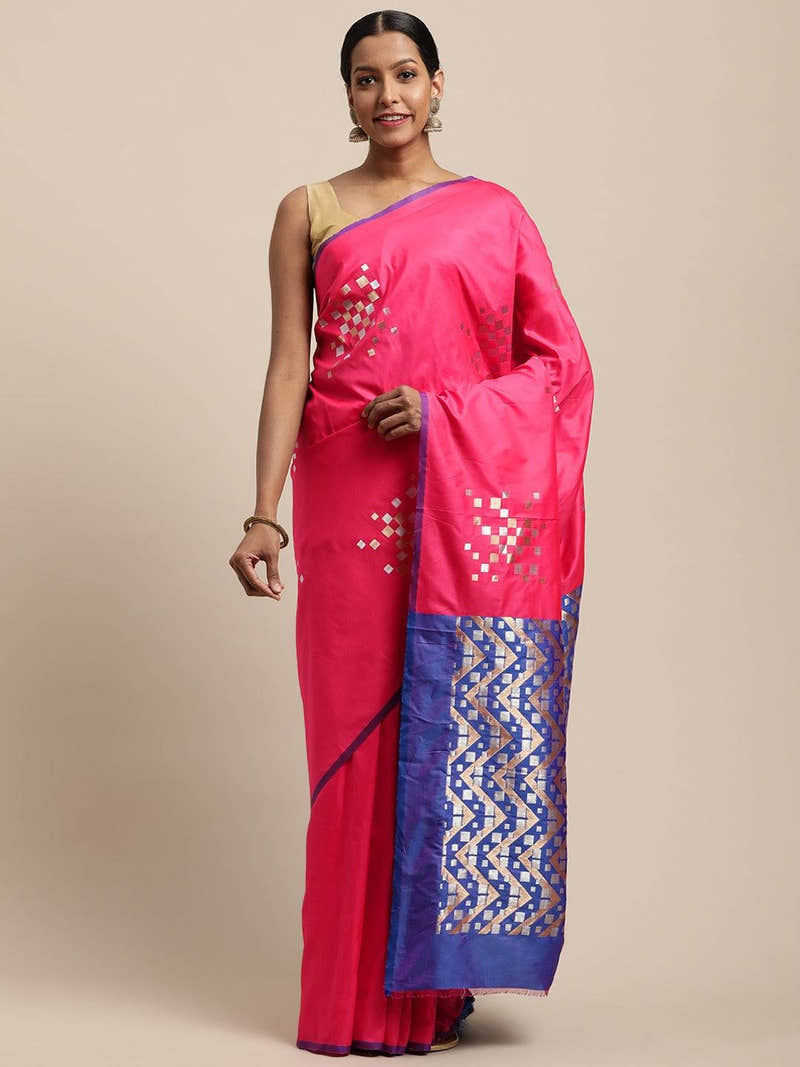 Pink Colour Banarasi Katan Silk Kanchi Zari Weaving Saree
