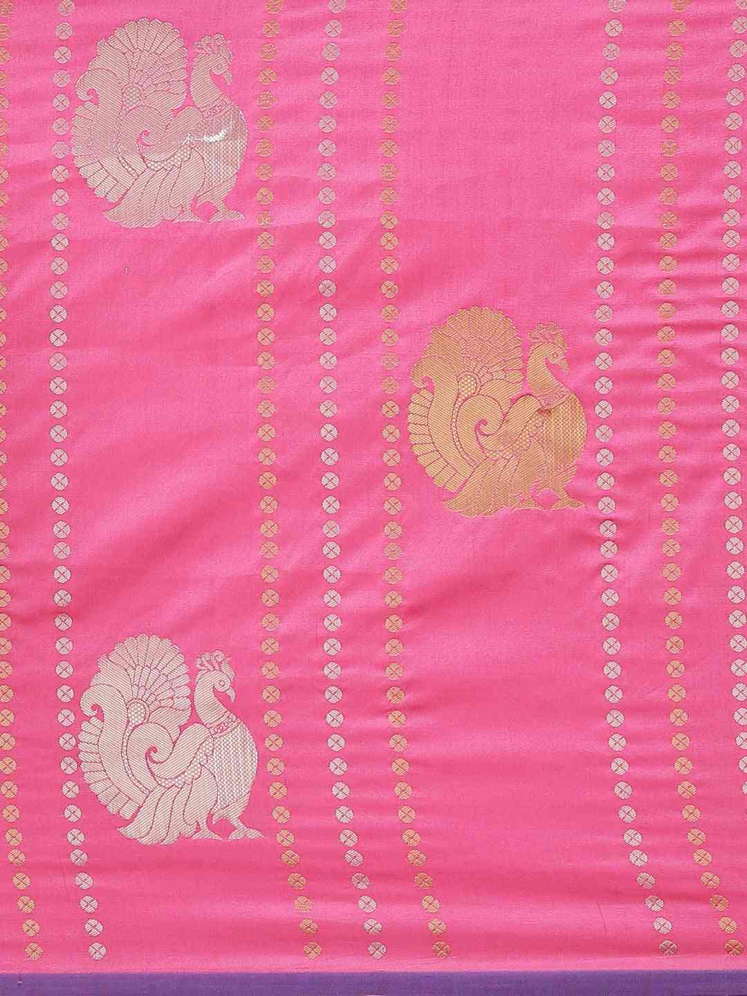 Digital Pink Colour Woven Banarasi Saree