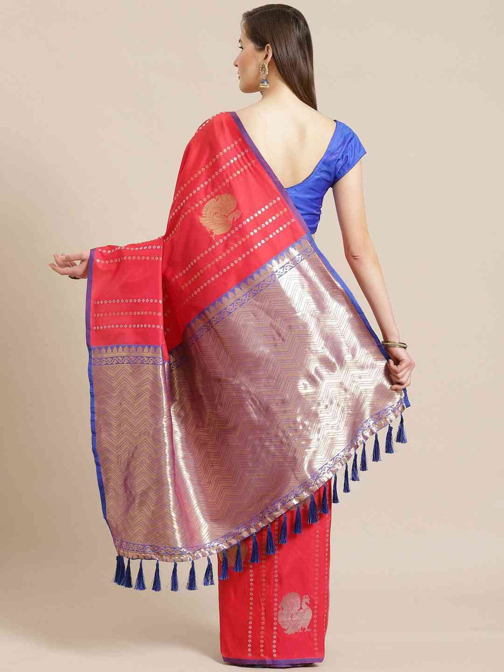 Digital Red Colour Woven Design Banarasi Saree