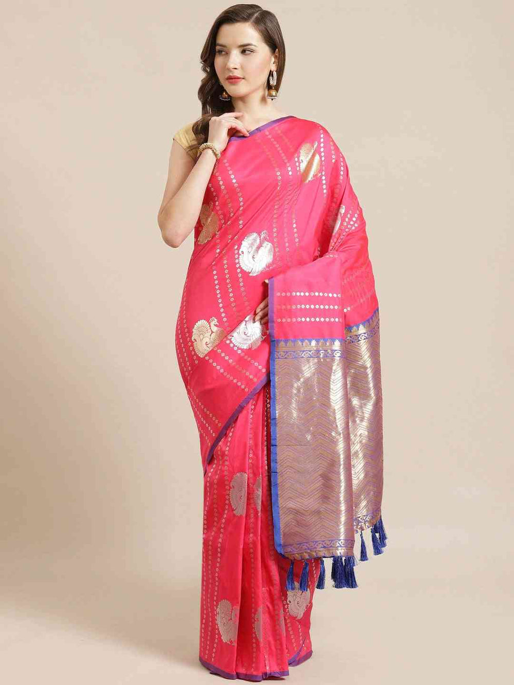 Digital Gajari Colour Banarasi Saree