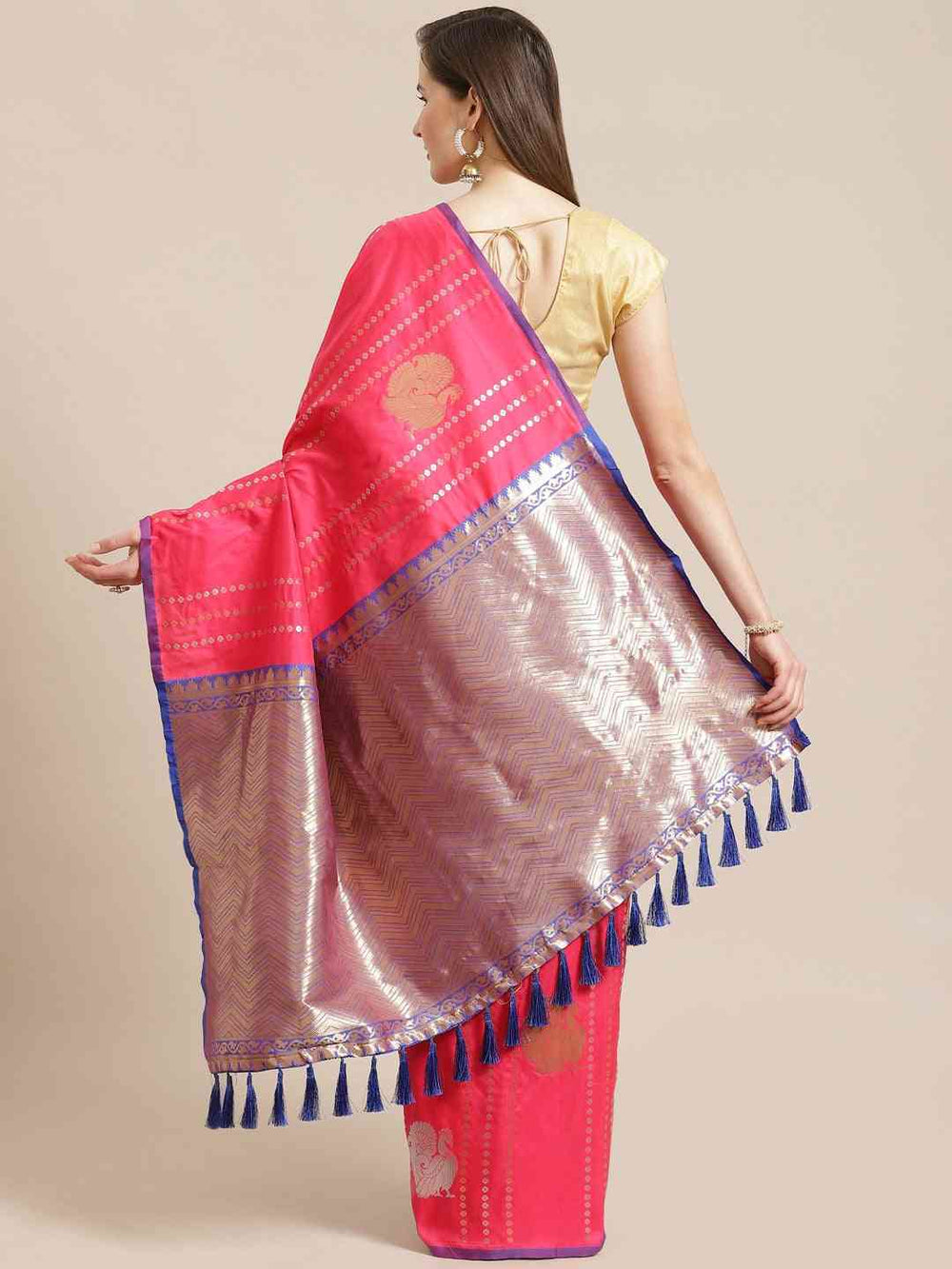  Digital Gajari Colour Banarasi Saree