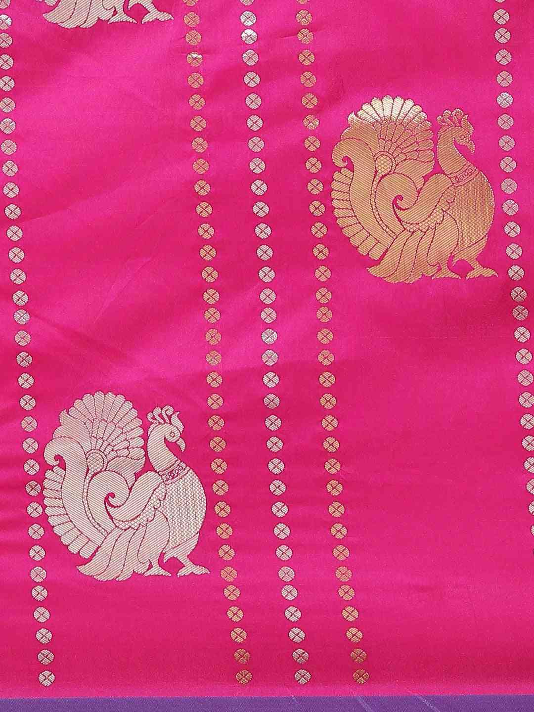  Digital Rani Colour Woven Design Banarasi Saree 