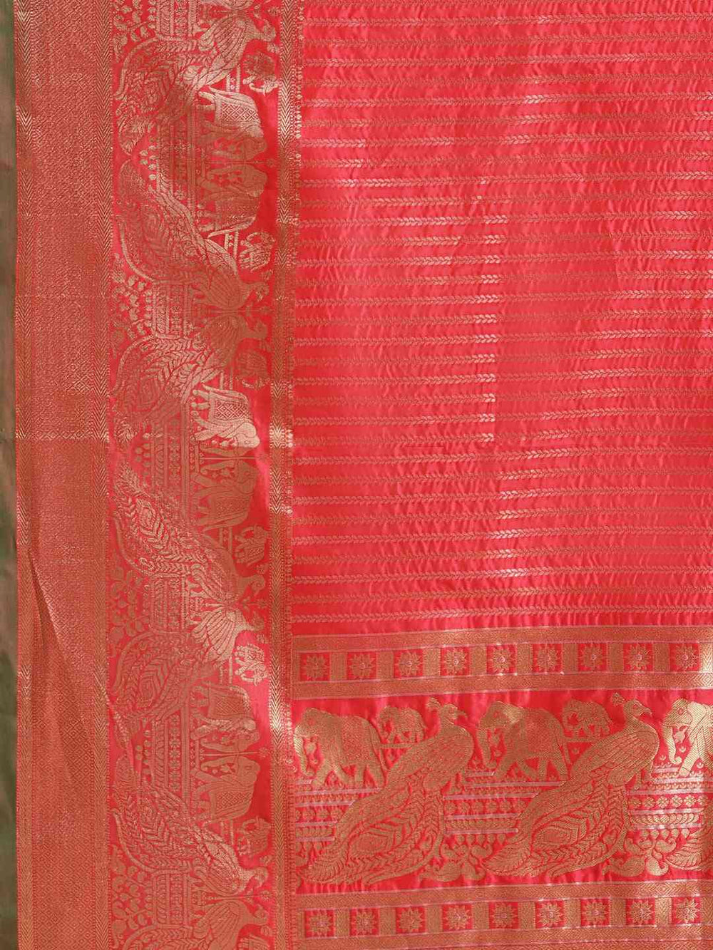 Banarasi Striped Gajari Silk Saree