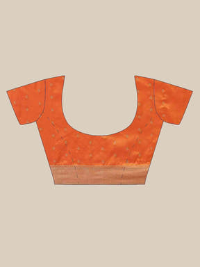 Banarasi Striped Orange Silk Blend Saree