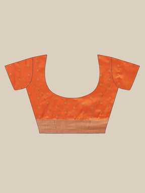 Banarasi Striped Orange Silk Blend Saree