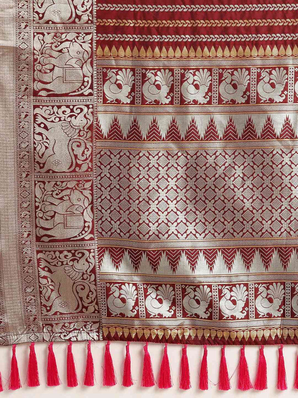 Latest Banarasi Maroon Colour Silk Blend Saree