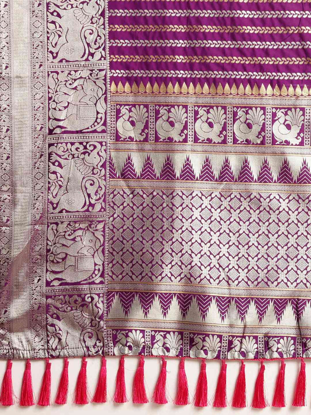 Stylish Banarasi Purple Colour Silk Blend Saree 