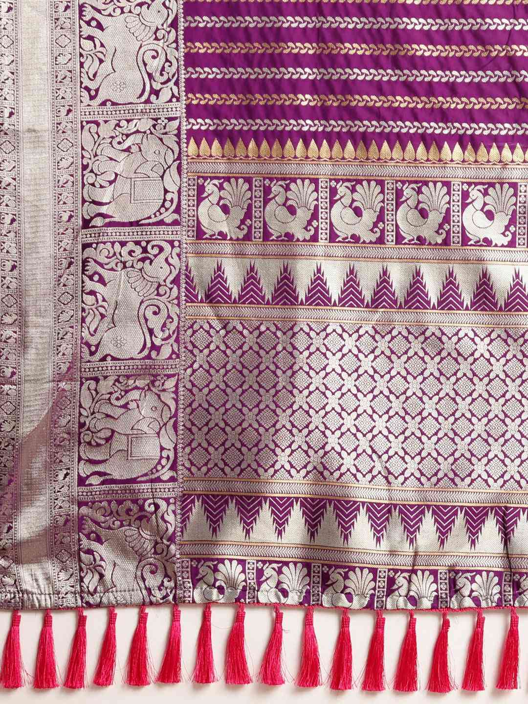 Stylish Banarasi Purple Colour Silk Blend Saree 