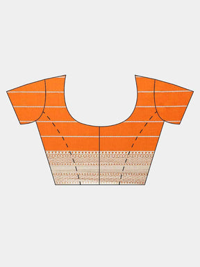 Beautiful Banarasi Striped Orange Colour Silk Blend Saree
