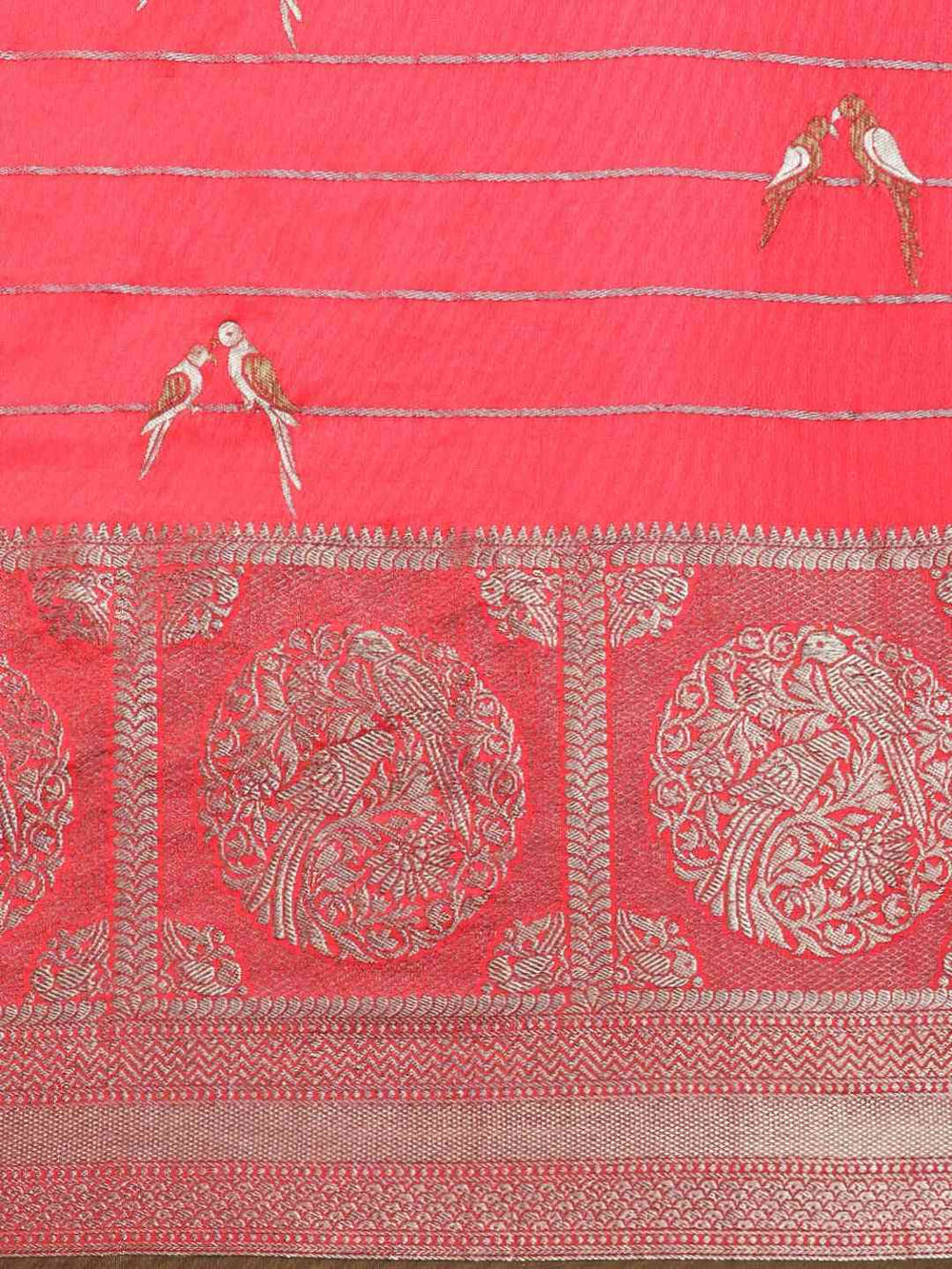 Beautiful Gajari Colour Banarasi Silk Blend Saree