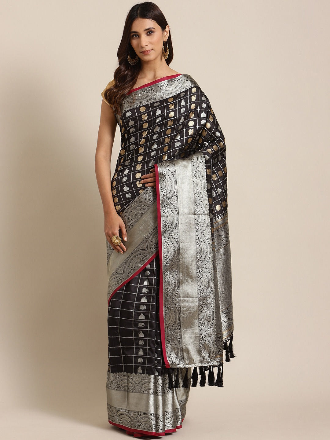 Exclusive Black Colour Woven Design Banarasi Saree