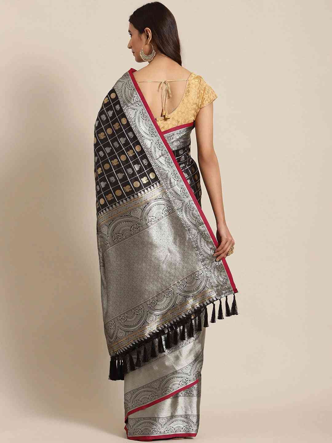 Exclusive Black Colour Woven Design Banarasi Saree