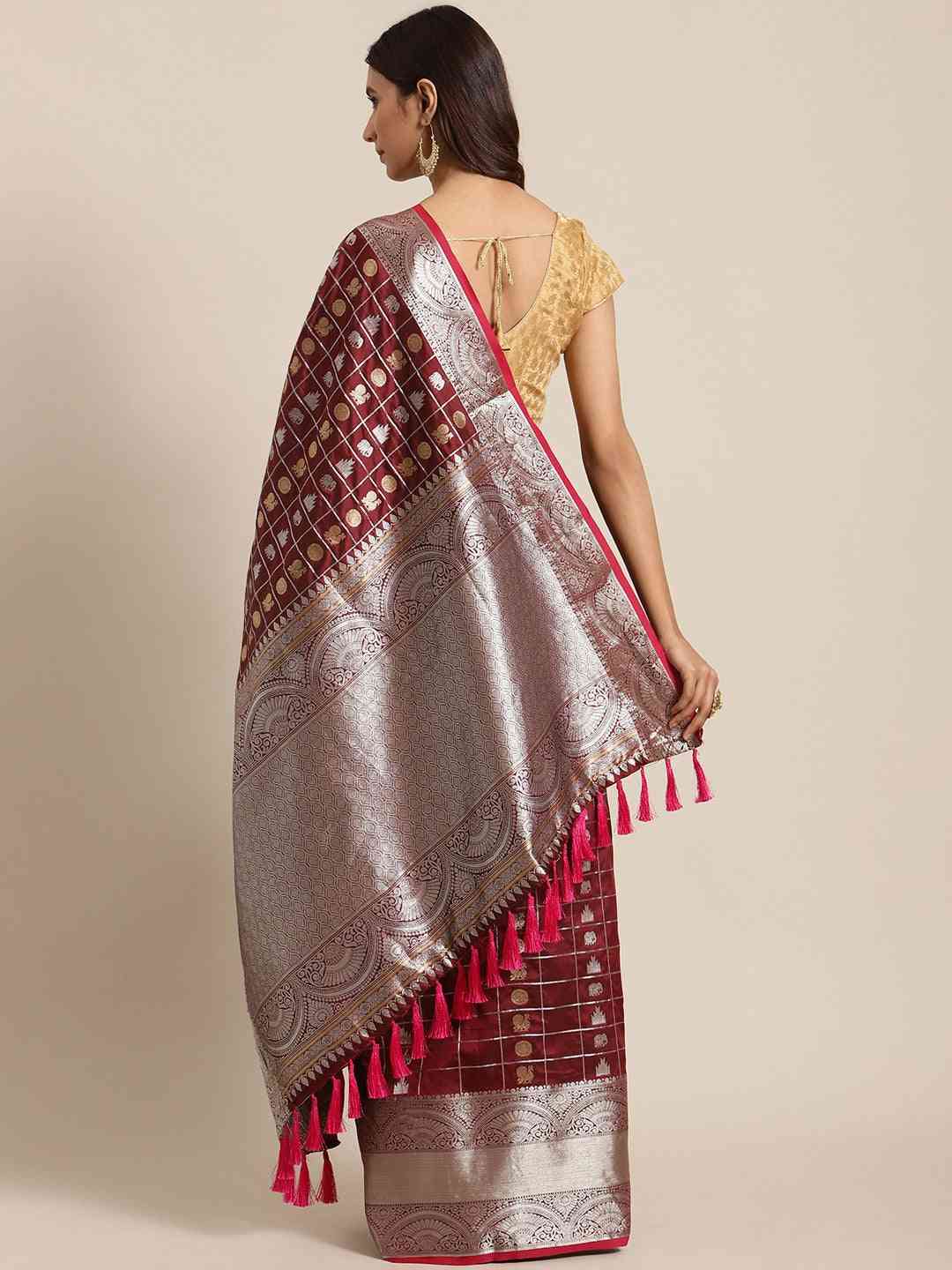 Exclusive Maroon Colour Woven Design Banarasi Saree