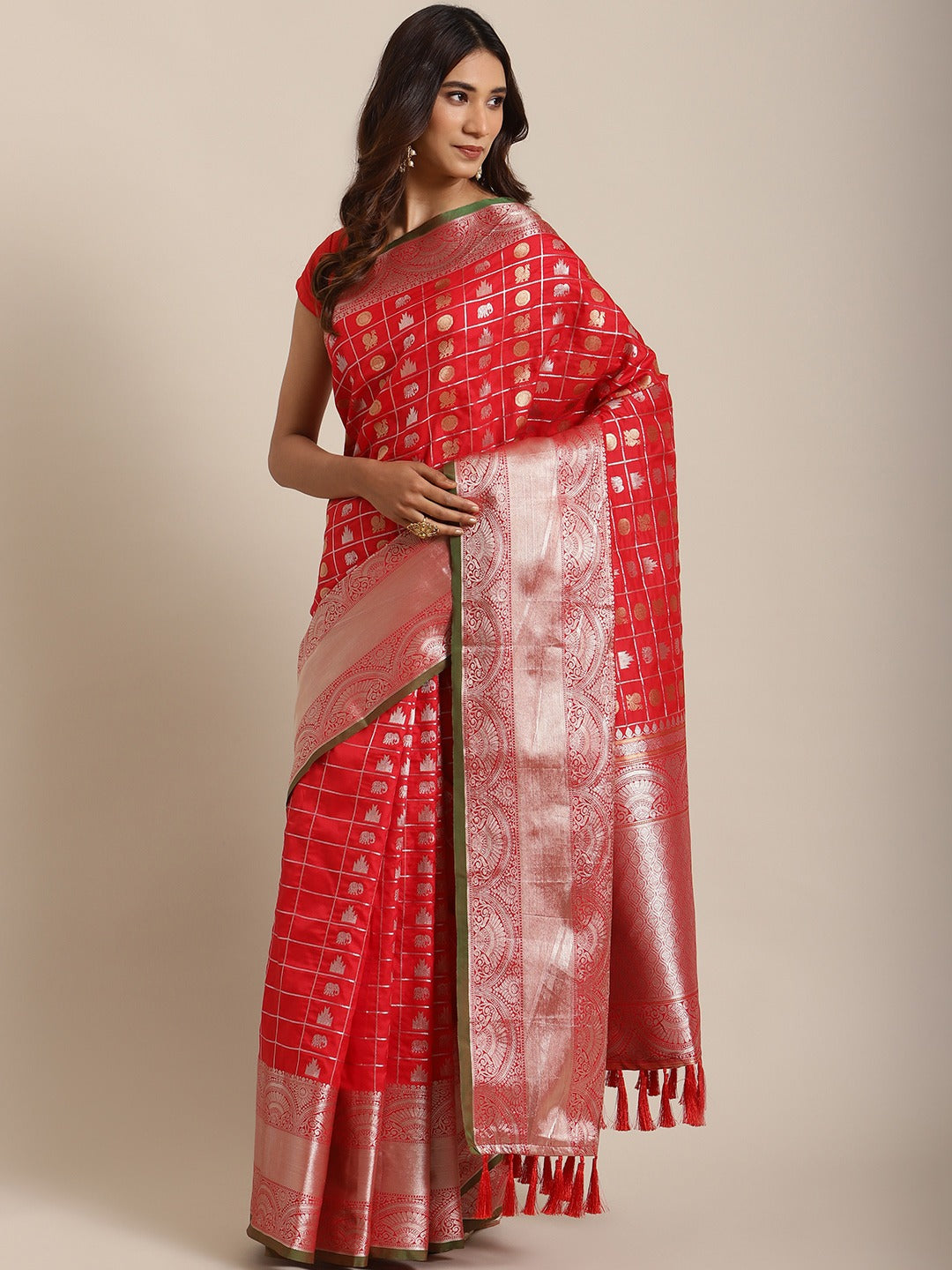  Exclusive Red Colour Woven Design Banarasi Saree