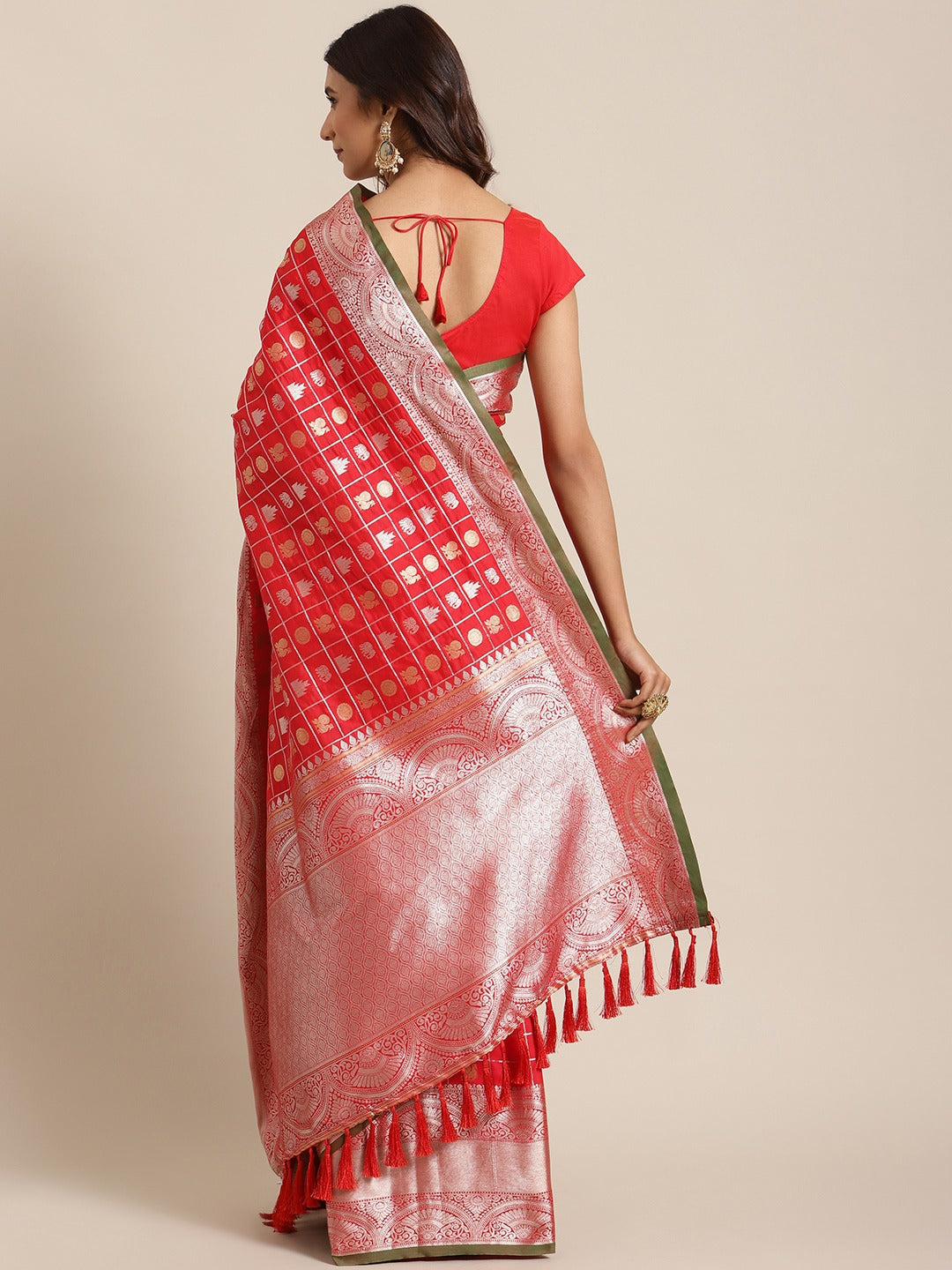  Exclusive Red Colour Woven Design Banarasi Saree