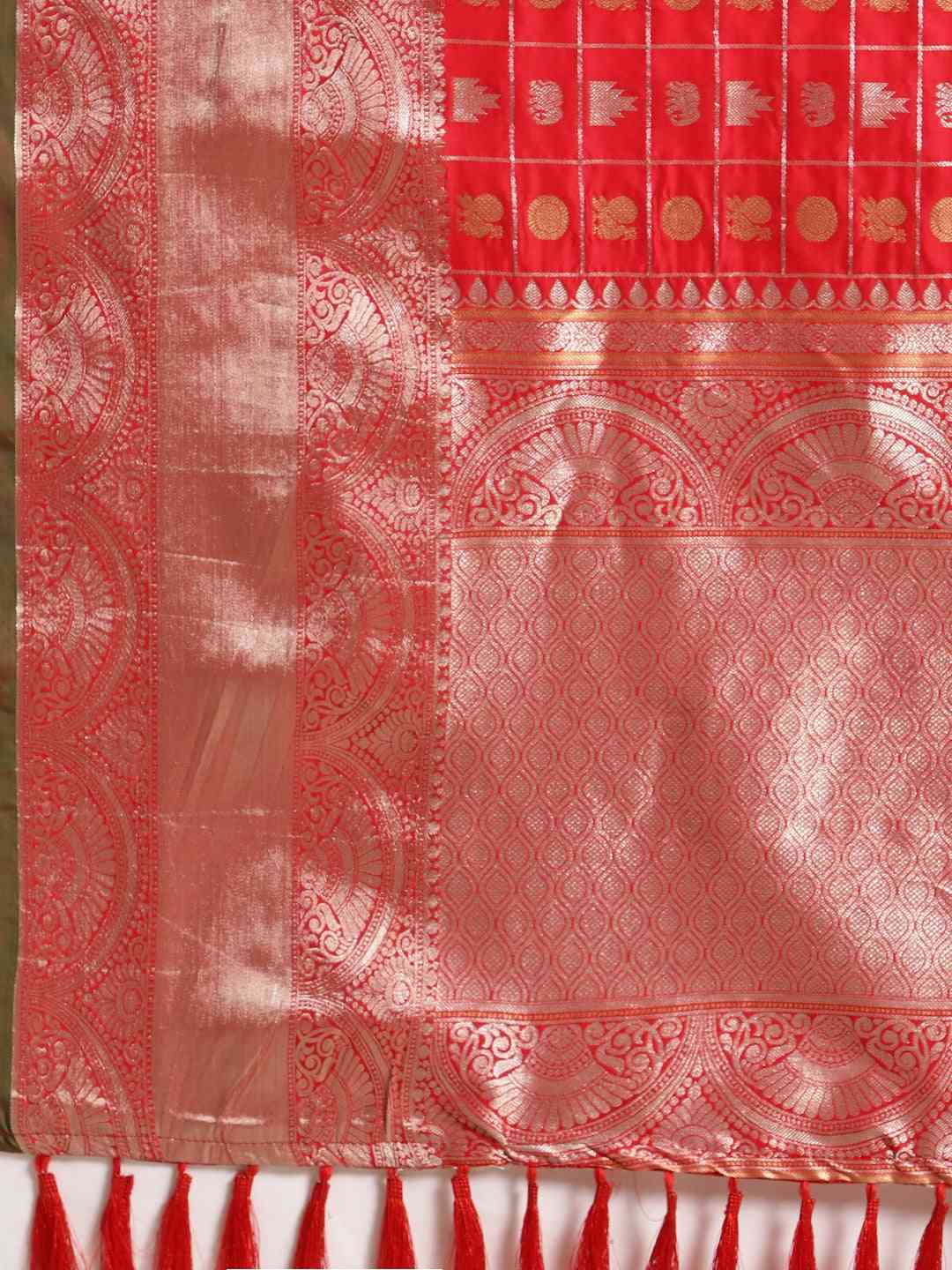  Exclusive Red Colour Woven Design Banarasi Saree