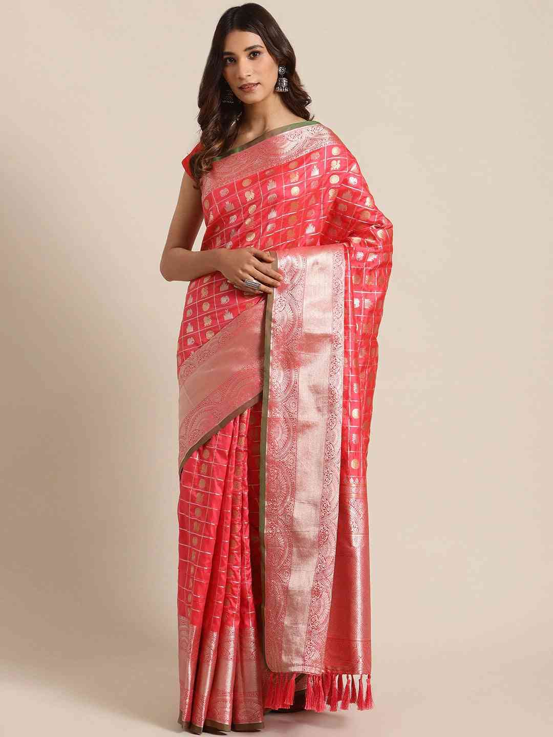 Exclusive Gajari Colour Woven Design Banarasi Saree