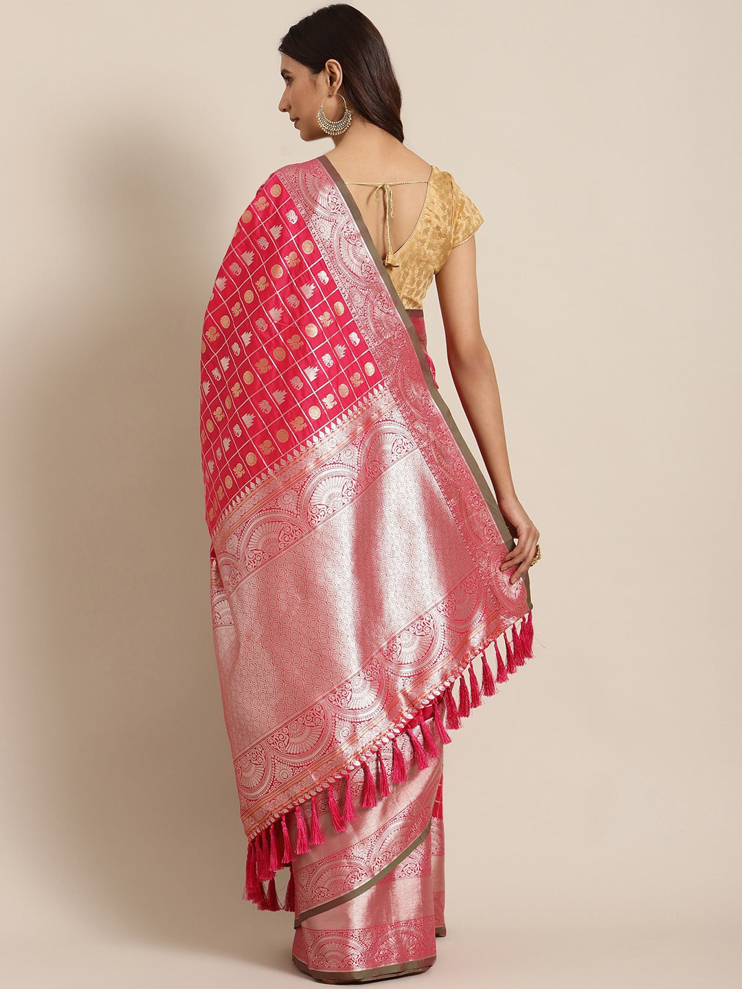  Exclusive Pink Colour Woven Design Banarasi Saree