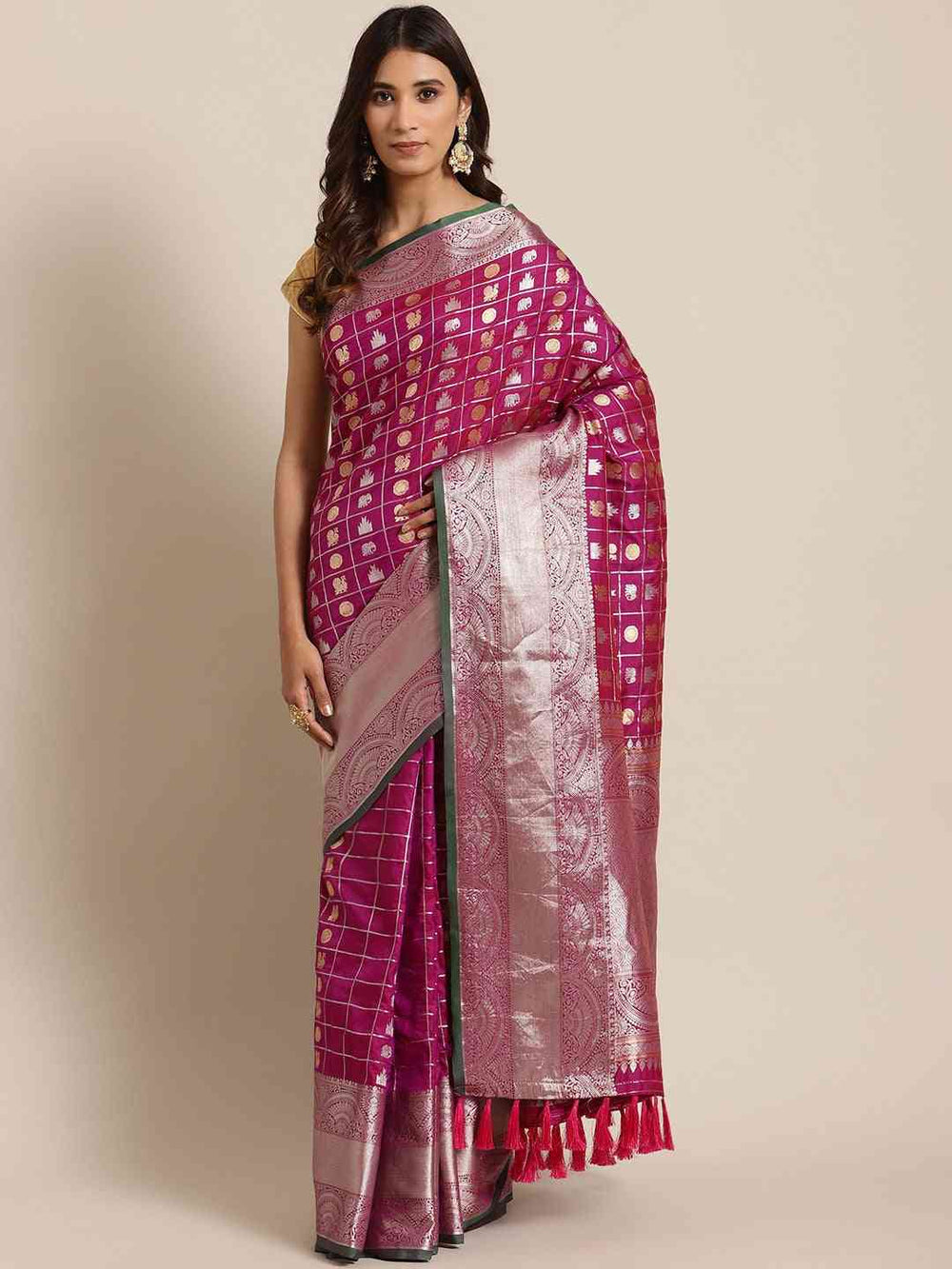 Exclusive Burgundy Colour Banarasi Saree