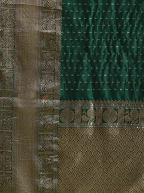  Digital Bottle Green Colour Woven Design Banarasi Saree