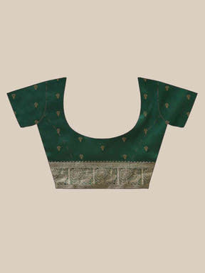  Digital Bottle Green Colour Woven Design Banarasi Saree