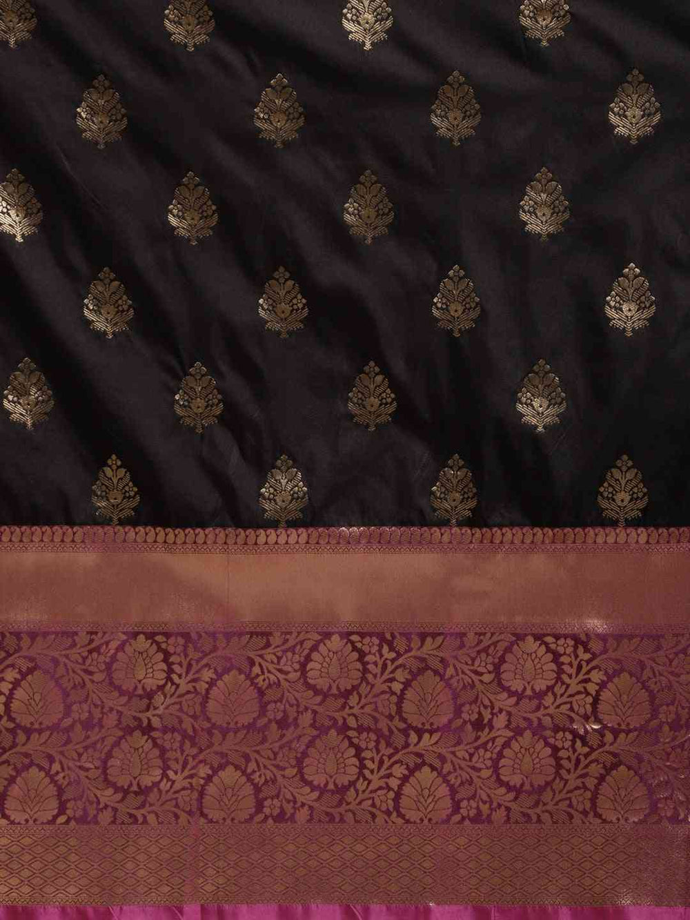 Stylish Black Colour Banarasi Silk Saree with Ethnic Motifs