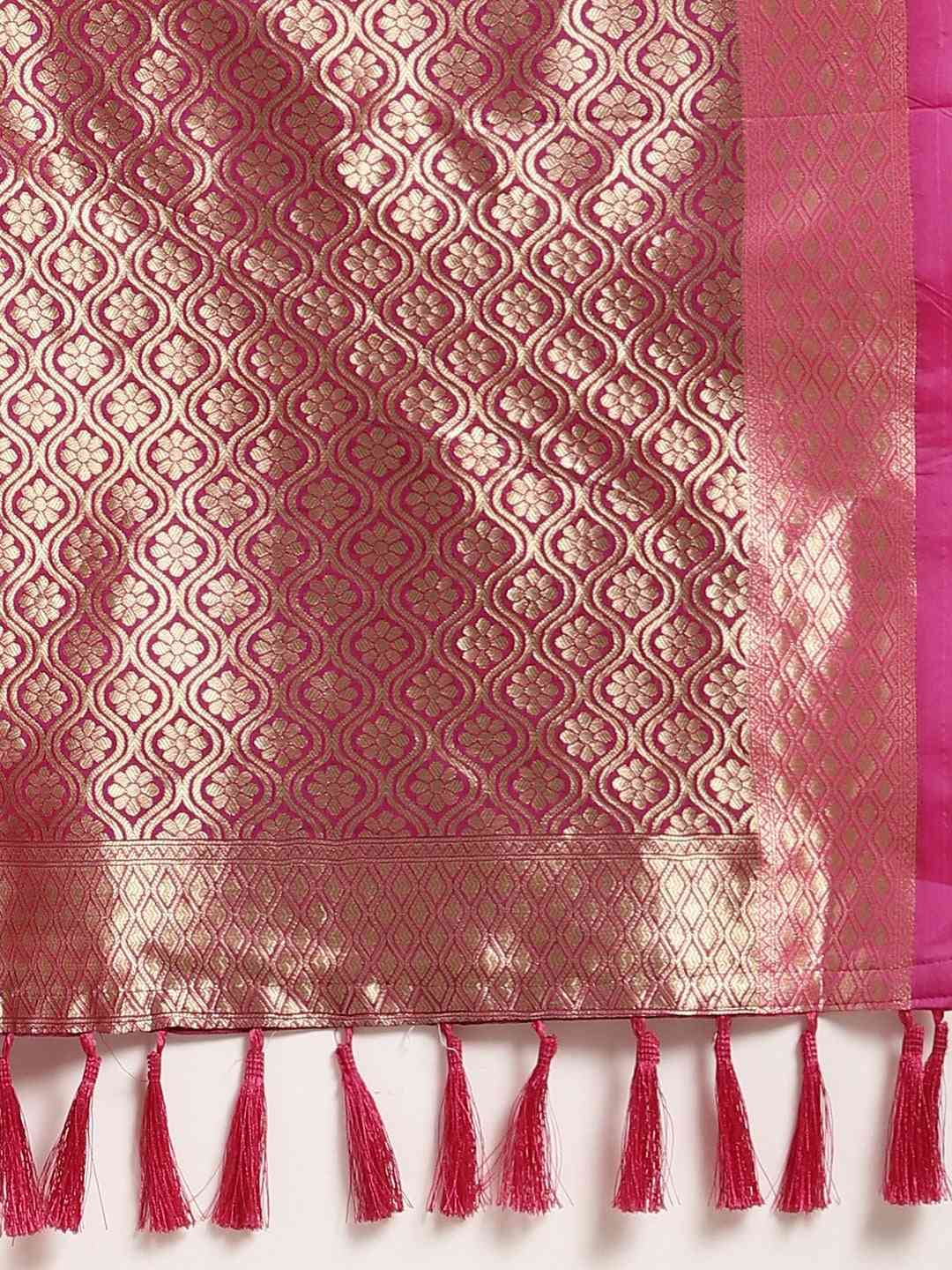 Banarasi Bottle Green Ethnic Motifs Silk Saree